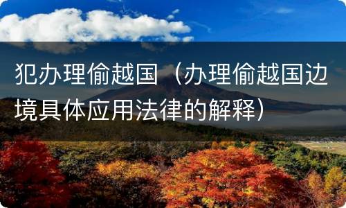 犯办理偷越国（办理偷越国边境具体应用法律的解释）
