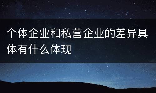 个体企业和私营企业的差异具体有什么体现