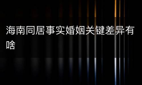海南同居事实婚姻关键差异有啥