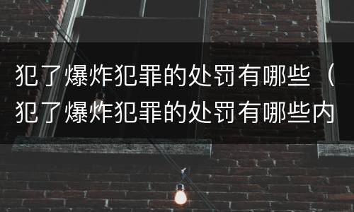 犯了爆炸犯罪的处罚有哪些（犯了爆炸犯罪的处罚有哪些内容）