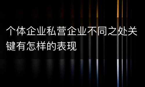 个体企业私营企业不同之处关键有怎样的表现