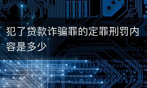 犯了贷款诈骗罪的定罪刑罚内容是多少