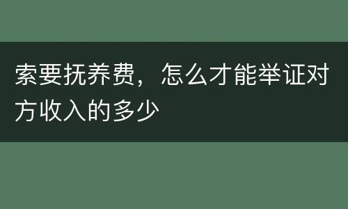 索要抚养费，怎么才能举证对方收入的多少