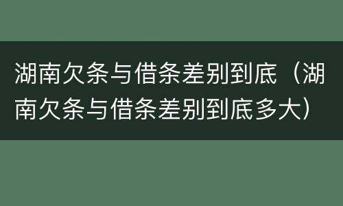 湖南欠条与借条差别到底（湖南欠条与借条差别到底多大）