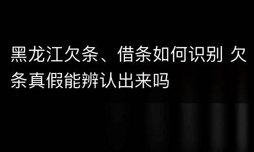 黑龙江欠条、借条如何识别 欠条真假能辨认出来吗