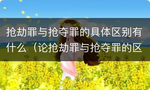抢劫罪与抢夺罪的具体区别有什么（论抢劫罪与抢夺罪的区别）