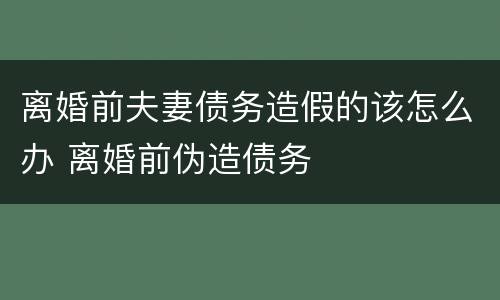 离婚前夫妻债务造假的该怎么办 离婚前伪造债务