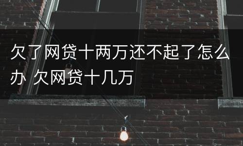 欠了网贷十两万还不起了怎么办 欠网贷十几万
