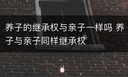 养子的继承权与亲子一样吗 养子与亲子同样继承权
