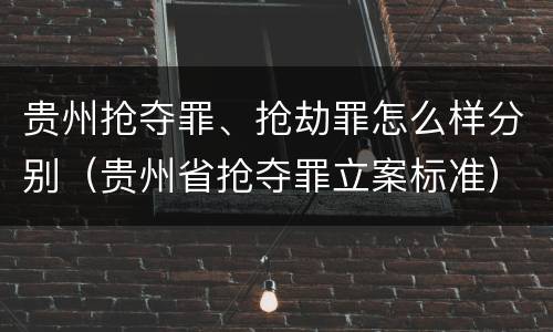 贵州抢夺罪、抢劫罪怎么样分别（贵州省抢夺罪立案标准）