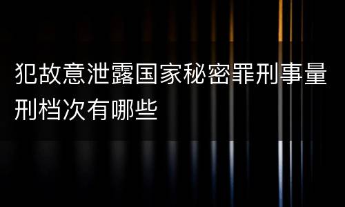 犯故意泄露国家秘密罪刑事量刑档次有哪些