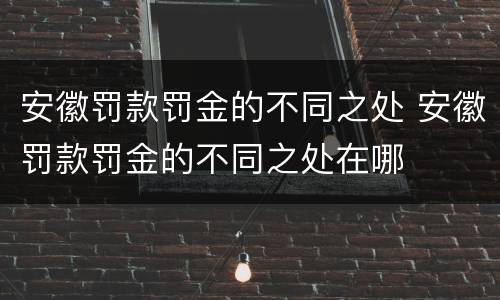 安徽罚款罚金的不同之处 安徽罚款罚金的不同之处在哪