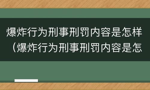 爆炸行为刑事刑罚内容是怎样（爆炸行为刑事刑罚内容是怎样的）