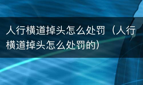 人行横道掉头怎么处罚（人行横道掉头怎么处罚的）