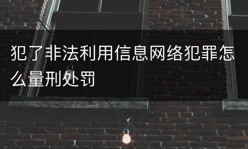 犯了非法利用信息网络犯罪怎么量刑处罚