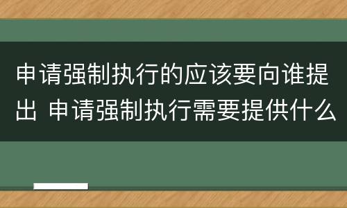 申请强制执行的应该要向谁提出 申请强制执行需要提供什么