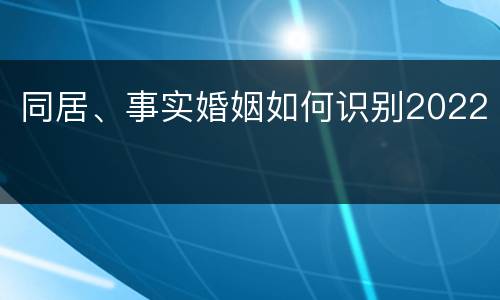 同居、事实婚姻如何识别2022