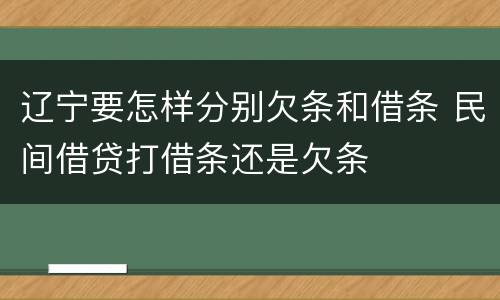 辽宁要怎样分别欠条和借条 民间借贷打借条还是欠条