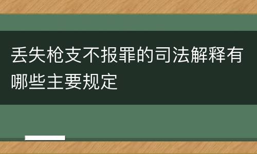 丢失枪支不报罪的司法解释有哪些主要规定