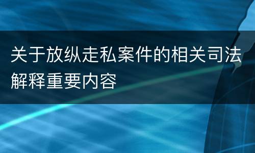 关于放纵走私案件的相关司法解释重要内容
