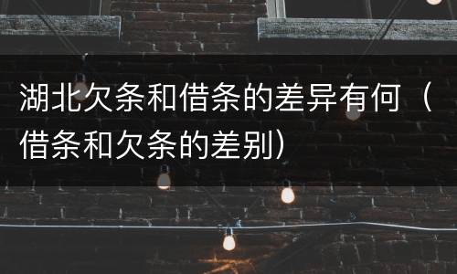 湖北欠条和借条的差异有何（借条和欠条的差别）
