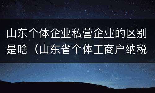 山东个体企业私营企业的区别是啥（山东省个体工商户纳税标准）