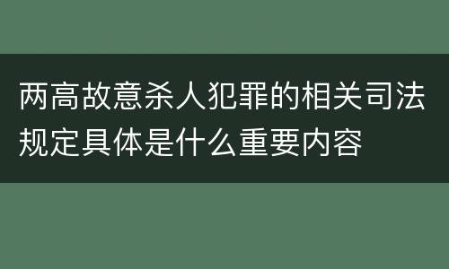 两高故意杀人犯罪的相关司法规定具体是什么重要内容