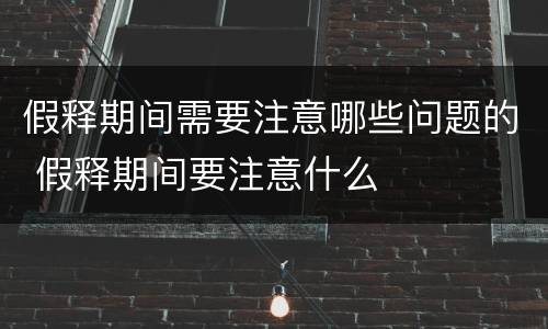 假释期间需要注意哪些问题的 假释期间要注意什么