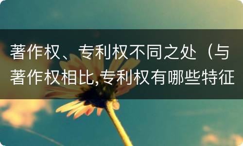 著作权、专利权不同之处（与著作权相比,专利权有哪些特征）