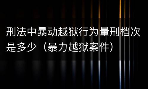 刑法中暴动越狱行为量刑档次是多少（暴力越狱案件）