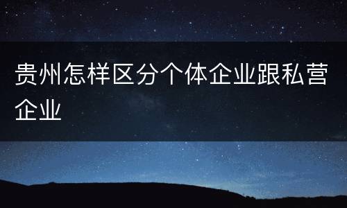 贵州怎样区分个体企业跟私营企业