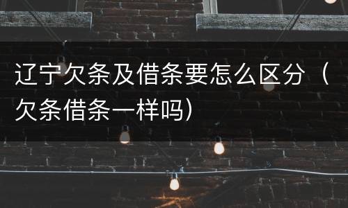 辽宁欠条及借条要怎么区分（欠条借条一样吗）