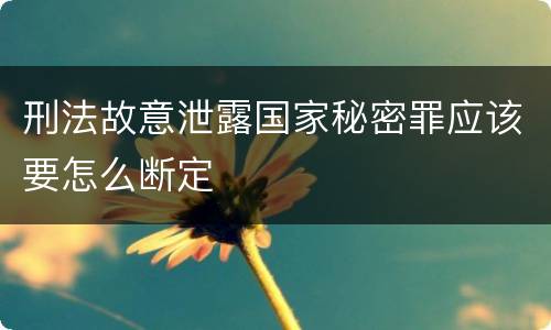 刑法故意泄露国家秘密罪应该要怎么断定