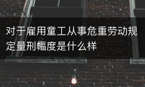 对于雇用童工从事危重劳动规定量刑幅度是什么样