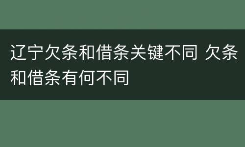 辽宁欠条和借条关键不同 欠条和借条有何不同