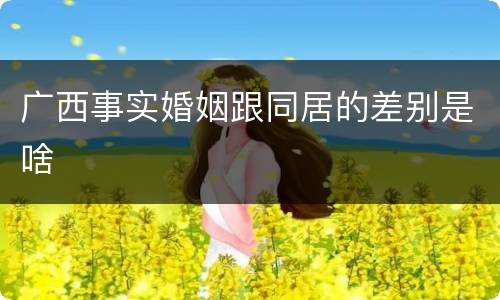广西事实婚姻跟同居的差别是啥