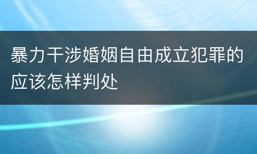 暴力干涉婚姻自由成立犯罪的应该怎样判处