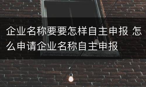 企业名称要要怎样自主申报 怎么申请企业名称自主申报