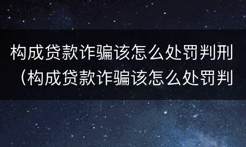 构成贷款诈骗该怎么处罚判刑（构成贷款诈骗该怎么处罚判刑的）