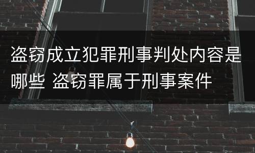 盗窃成立犯罪刑事判处内容是哪些 盗窃罪属于刑事案件