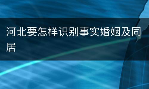河北要怎样识别事实婚姻及同居