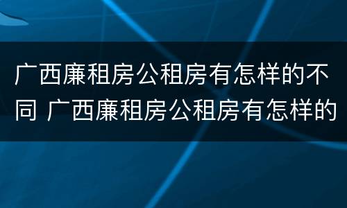 广西廉租房公租房有怎样的不同 广西廉租房公租房有怎样的不同政策