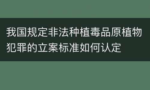我国规定非法种植毒品原植物犯罪的立案标准如何认定