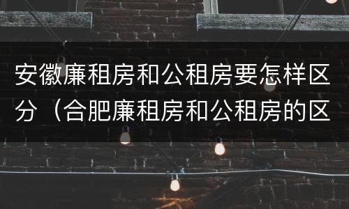安徽廉租房和公租房要怎样区分（合肥廉租房和公租房的区别）