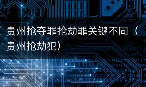 贵州抢夺罪抢劫罪关键不同（贵州抢劫犯）