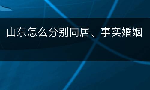 山东怎么分别同居、事实婚姻