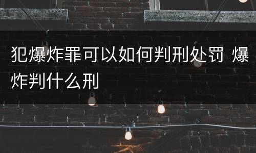 犯爆炸罪可以如何判刑处罚 爆炸判什么刑
