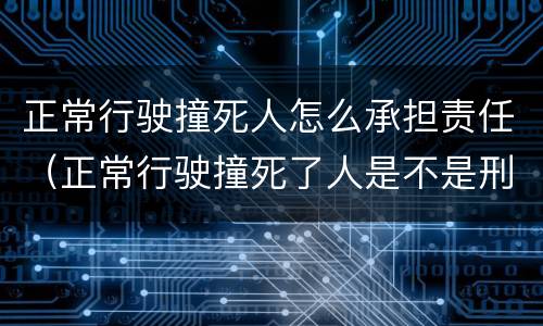 正常行驶撞死人怎么承担责任（正常行驶撞死了人是不是刑事责任）