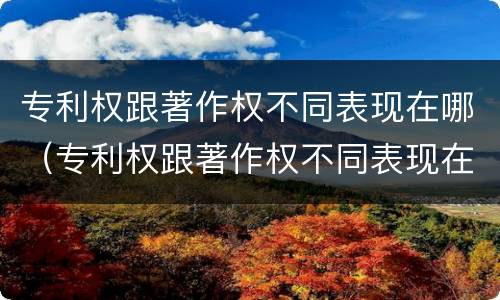 专利权跟著作权不同表现在哪（专利权跟著作权不同表现在哪些方面）