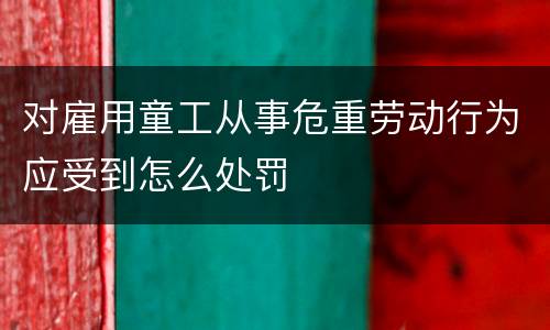 对雇用童工从事危重劳动行为应受到怎么处罚